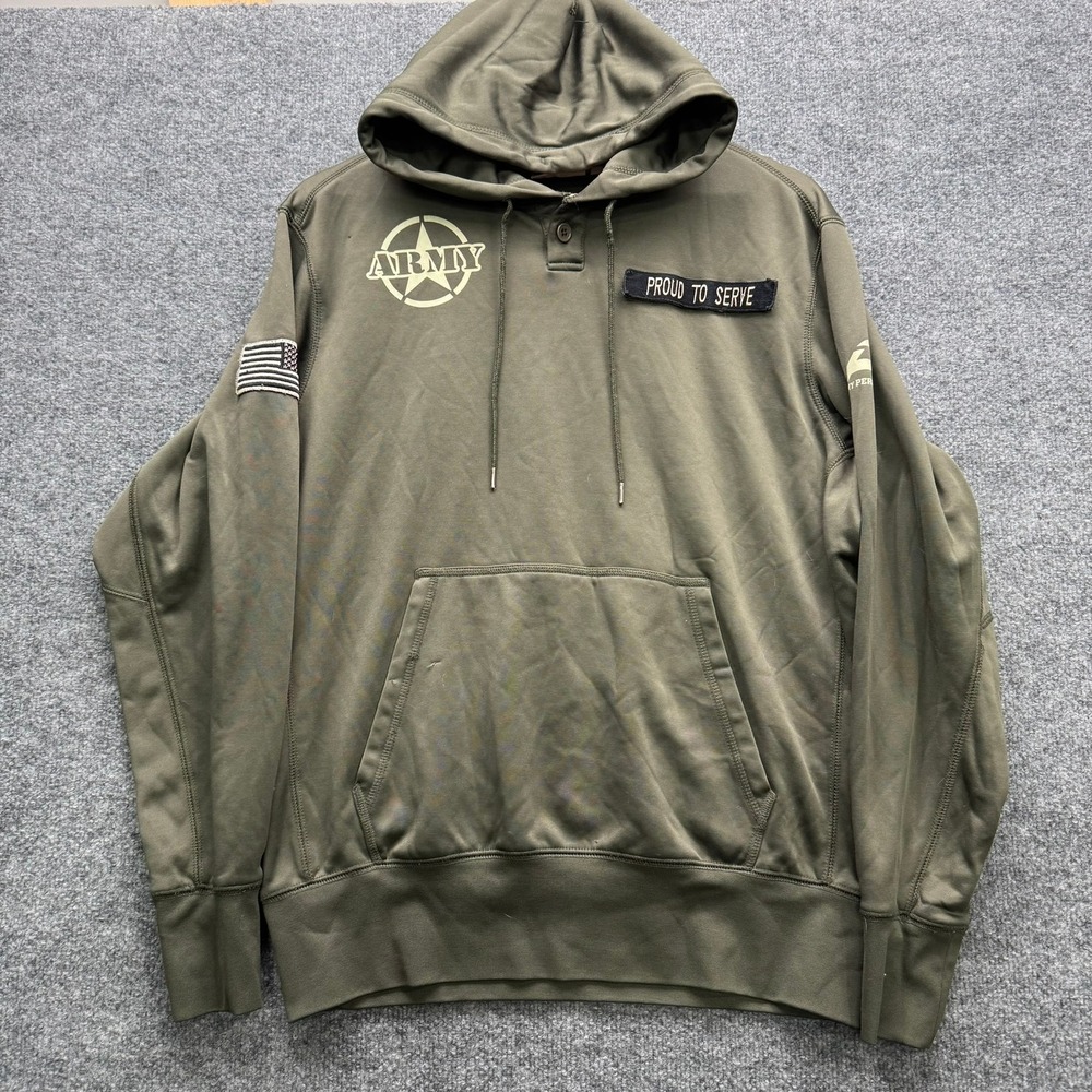 ARMY Performance Hoodie Men's Size XL Green Long Sleeve Pullover Sweatshirt